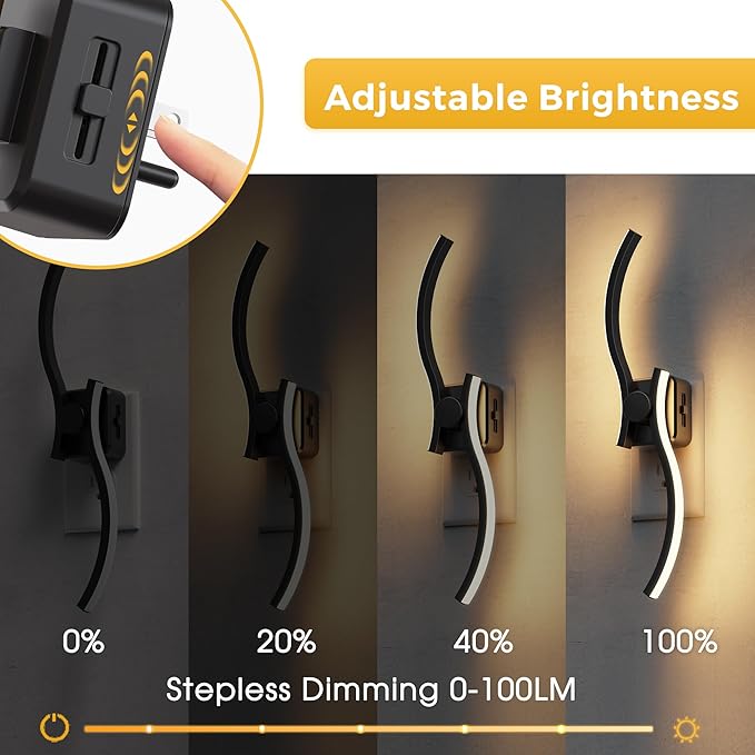 L LOHAS LED Night Light, 2 Pack Night Lights Plug into Wall, Modern Wall Sconces - Image 3