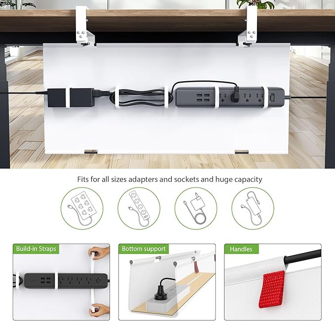 KEEGH No Drill Under Desk Cable Management Tray - Image 2
