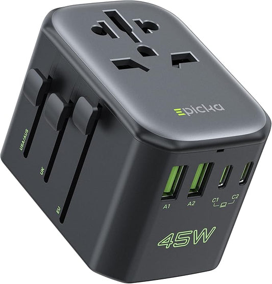 EPICKA Pulse 45W European Travel Plug Adapter, Universal Power Adapter by EPICKA