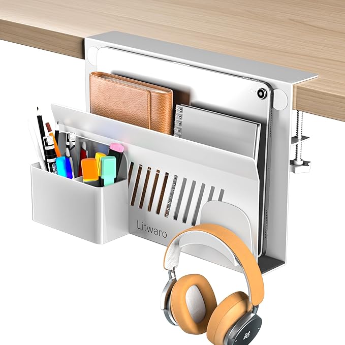 Litwaro Desk Side Storage, No Drill Laptop Holder by Litwaro