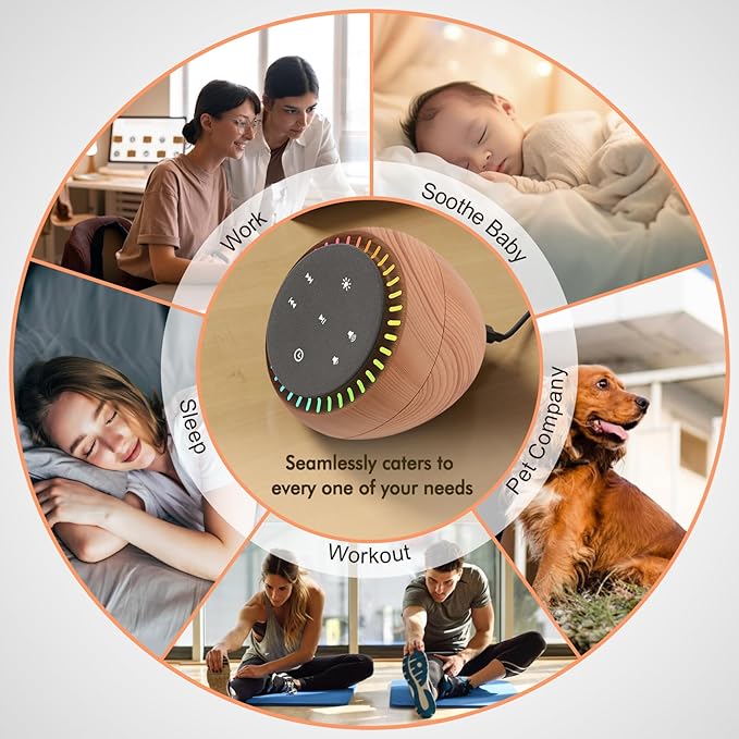 DreamSky Sound Machine for Sleep, 26 Sounds & RGB Light, USB-C Powered for Home - Image 6