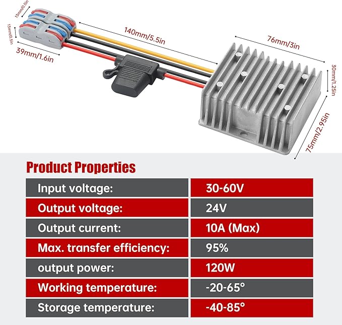BEYIMEI DC 10A 240W Converter 30-60V Step Down to 24V Converter, dc 36V 48V 60V - Image 7