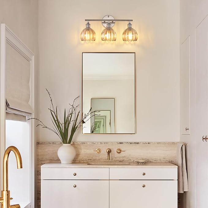 Shenmoyl Bathroom Light Fixtures, 3-Light Vanity Wall Light Over Mirror - Image 2
