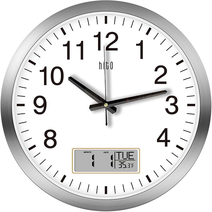 HITO 16 Inch Silent Wall Clock Battery Operated by hito