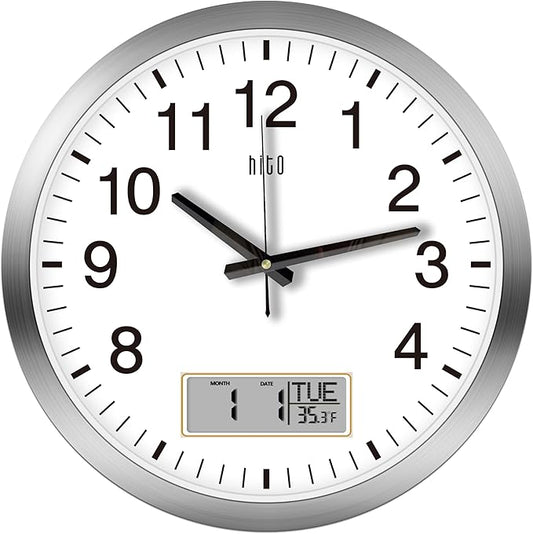 HITO 16 Inch Silent Wall Clock Battery Operated by hito