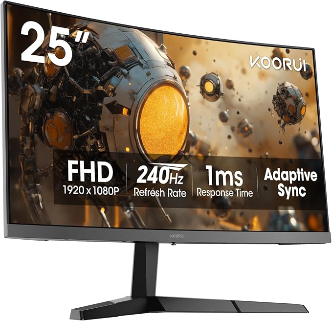 KOORUI 25 Inch Curved Gaming Monitor 240Hz FHD 1080P Computer Monitor, 1500R - Image 14