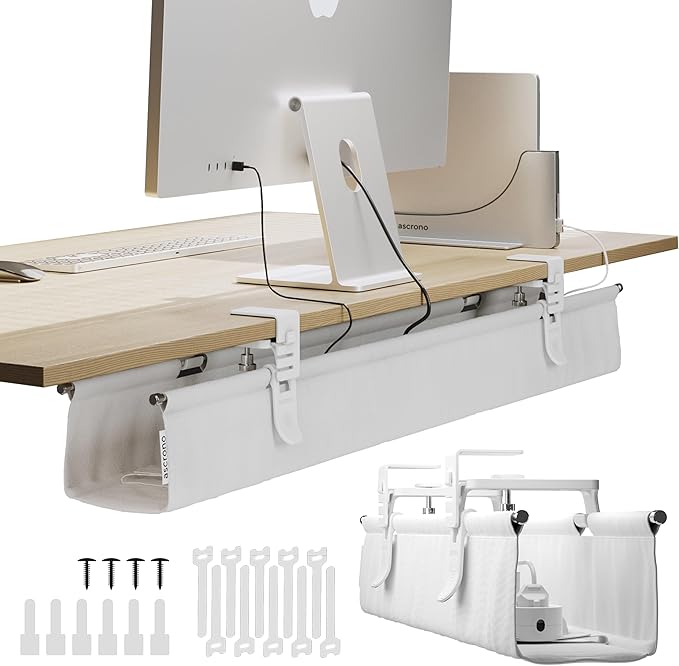 Ascrono Original No Drill Under Desk Cable Management Tray 40.6" by Ascrono