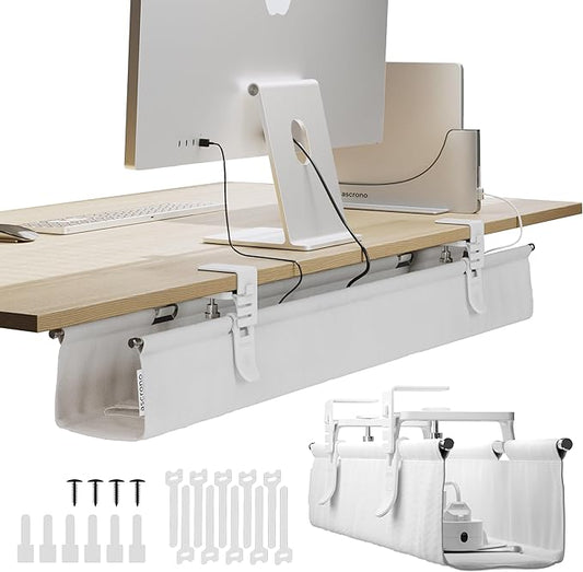 Ascrono Original No Drill Under Desk Cable Management Tray 40.6" by Ascrono