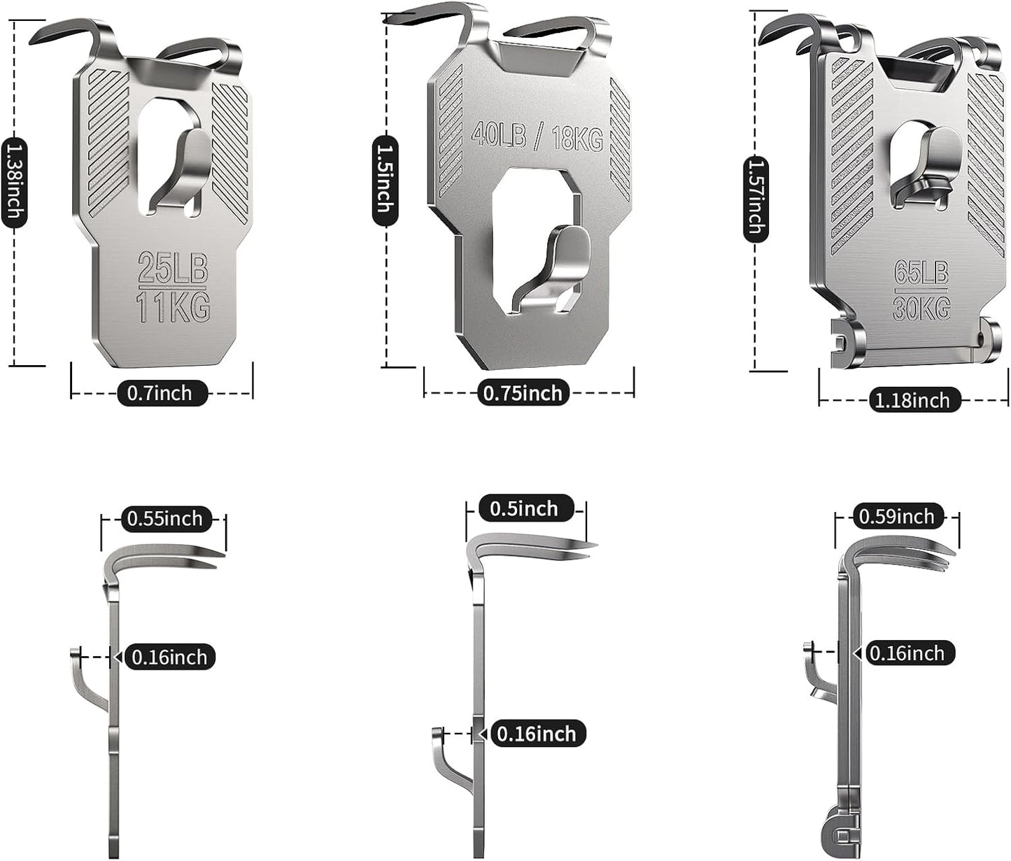 25 40 65 LB Picture Hangers Claw for Drywall Heavy Duty No Damage | 25 Picture Hanging Hooks Tool Free Sawtooth Wire Ring Kit Wall Hanger for Room Office Mirror Photo Poster Frame Decor