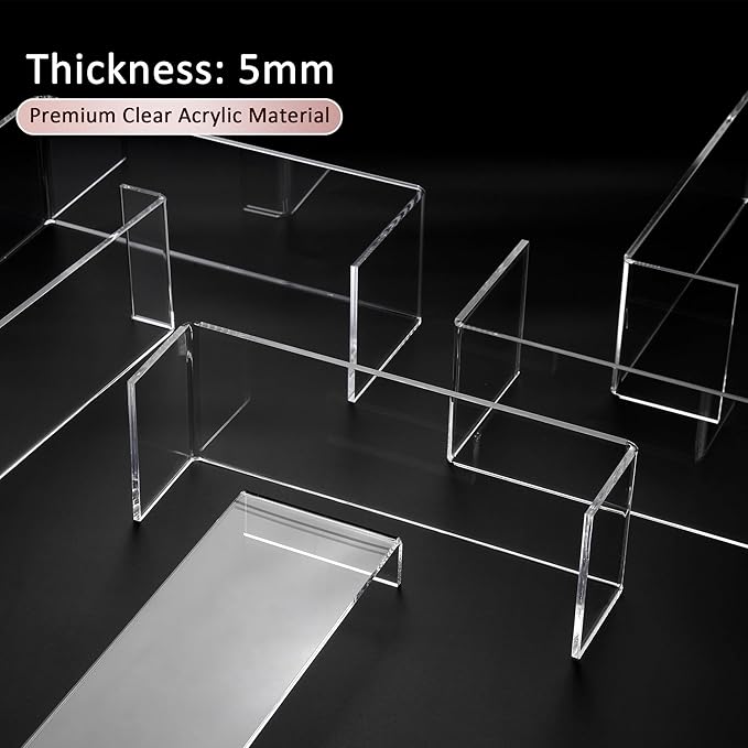 LFTYTUO 2 Set Large Acrylic Clear Display Risers, 3 Sizes 12" Rectangular - Image 2