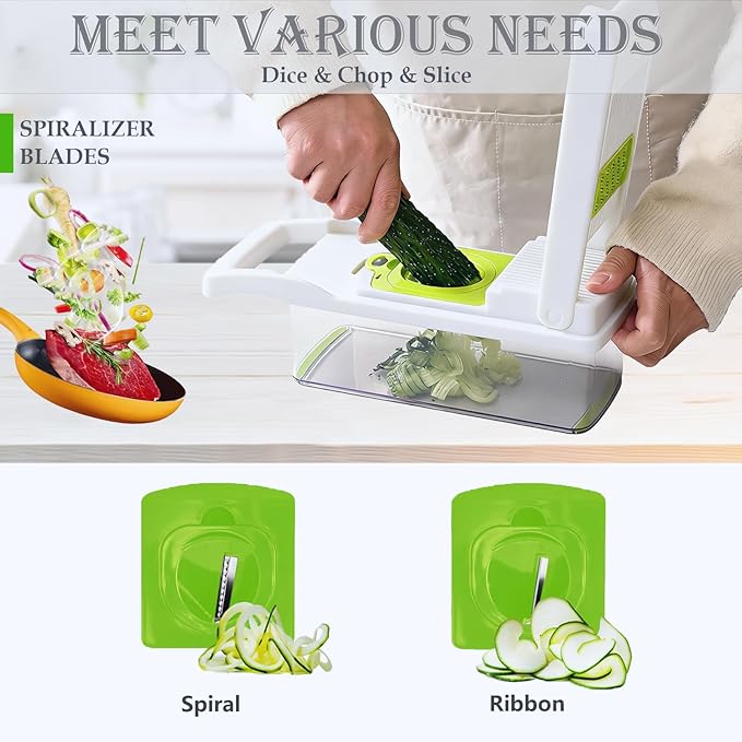 Pro-Series 20-in-1 Vegetable Chopper, Dewpeton Mandoline Slicer, Veggie Chopper - Image 5