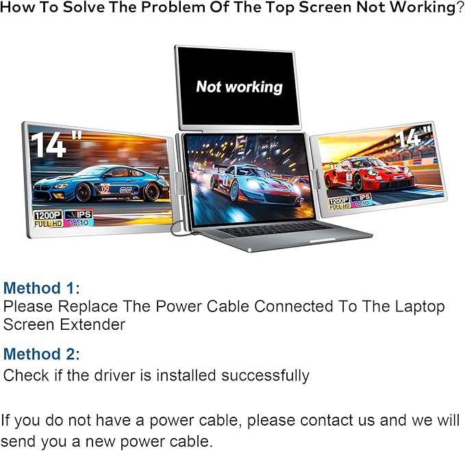 FOPO 14" Laptop Screen Extender, FHD 1200P IPS Monitor Extender, Just 1 Cable - Image 9