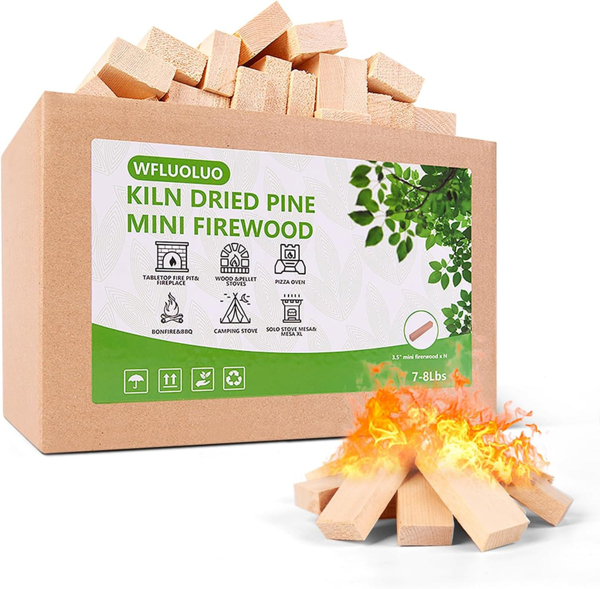 mini firewood 3.5'' lengths pine kiln dried firewood, main product view