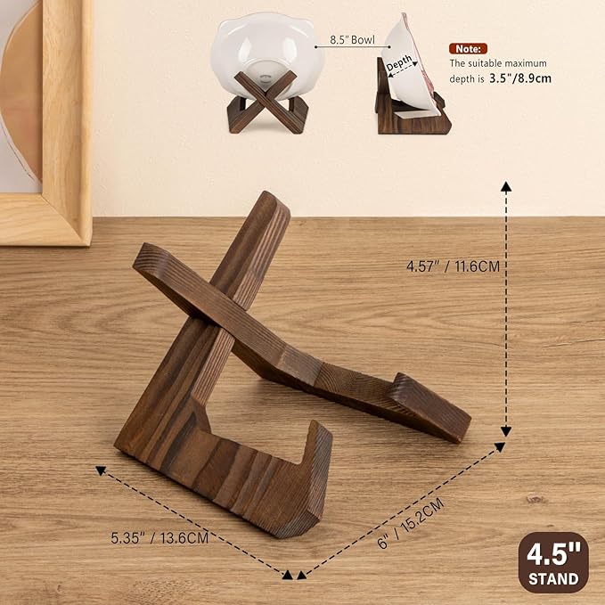 ANBOXIT Bowl Stands for Display, 4.5 Inch Plate Holder, Wooden Easel Frame - Image 4
