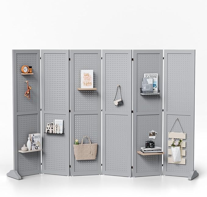 Bonnlo 4/6 Panel Pegboard Freestanding, 5 FT Portable Display Board Organizer by Bonnlo