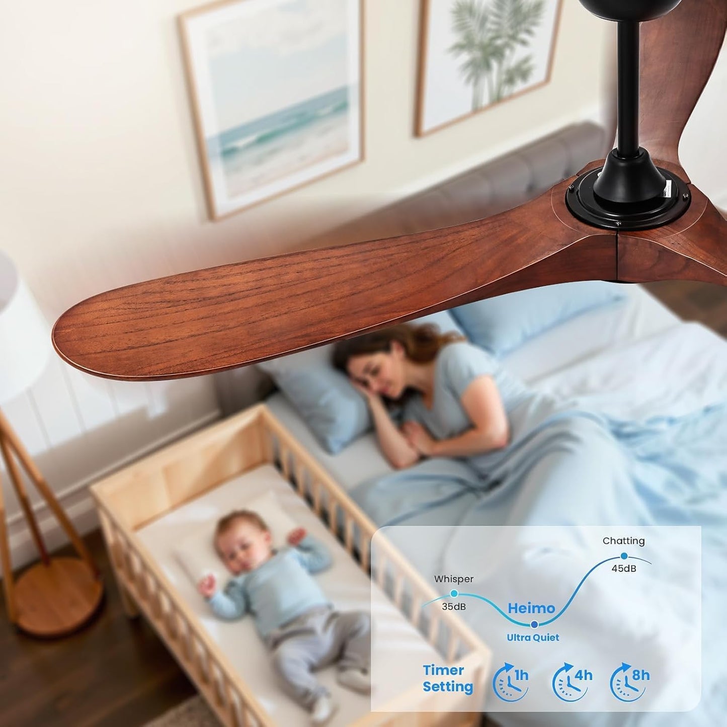 heimo 72 Inch Ceiling Fan with Light and Remote Control, Wood Outdoor Ceiling Fans with Lights Dimmable for Bedroom Living Room Patios Proch Office Rustic Extra Large High Cfm Exterior Fan(Walnut)