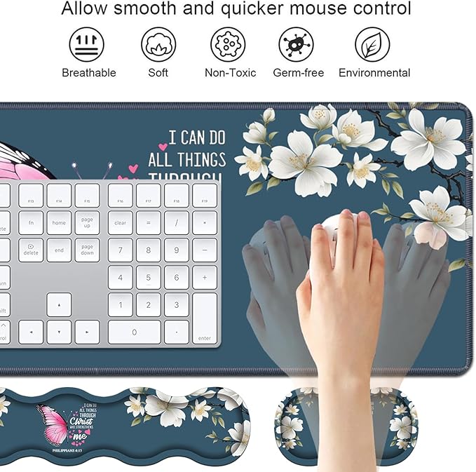 Ergonomic Keyboard Wrist Rest & Mouse Pad Wrist Rest Set, Large XXL Gaming Desk - Image 3