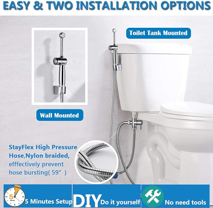 Handheld Bidet Sprayer for Toilet, Hand Held Bidet Attachment, Cloth Diaper - Image 4