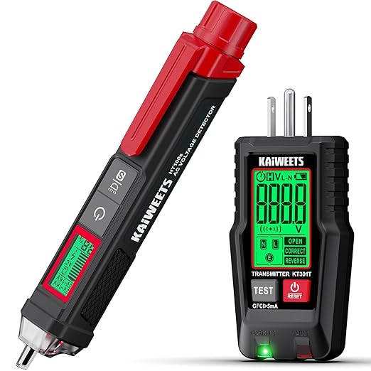 KAIWEETS Electrical Test Kit, Non-Contact Voltage Tester and GFCI Outlet Tester by KAIWEETS