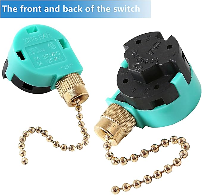 Zing Ear ZE-268S6 3 Speed Ceiling Fan Switch, Pull Chain Cord Switch, Compatible - Image 3
