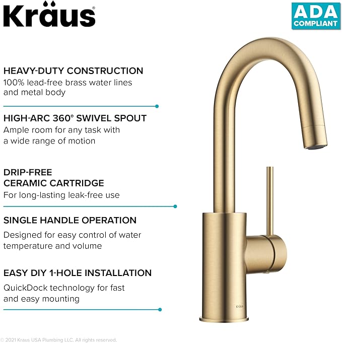 KRAUS Oletto Single Handle Kitchen Bar Faucet - Image 11