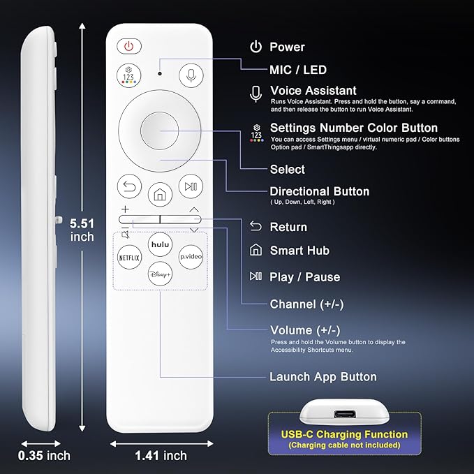 Voice Rechargeable Remote for Samsung-Smart-TV-Remote-Control, Replacement - Image 8