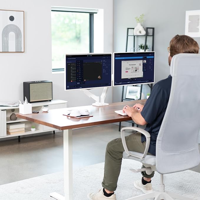 VIVO Dual Monitor up to 32 inches and 19.8 lbs per Screen, Mechanical Arm Desk - Image 9