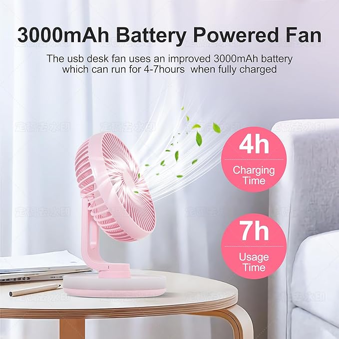 MAWFOZIN Small Desk Fan With Night Light, Auto Oscillating Table Fan With - Image 7