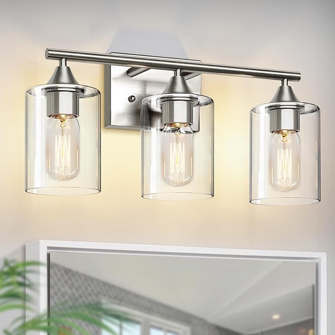 XPEHK 3-Light Bathroom Light Fixtures, Brushed Nickel Vanity Light, Modern - Image 8