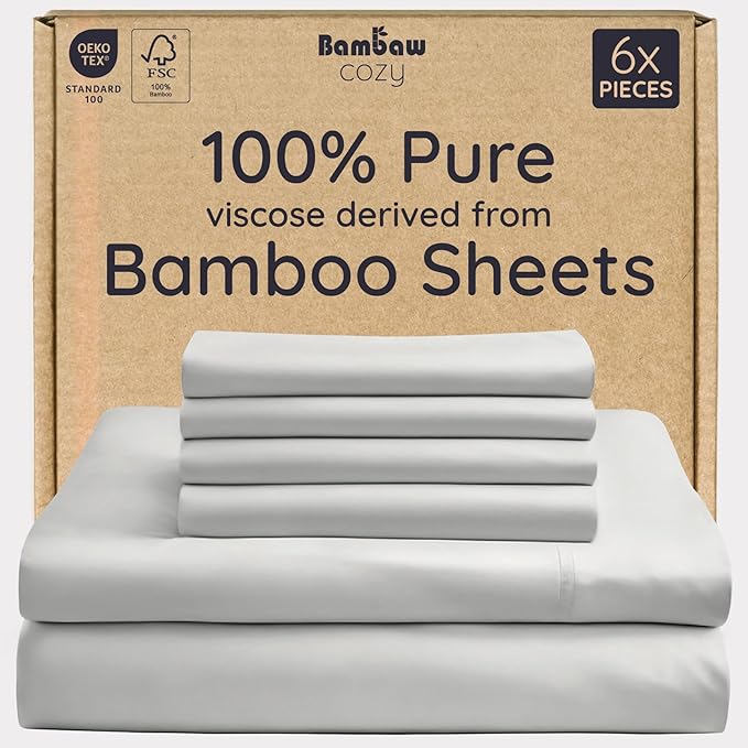 Bambaw King Sheet Set 6pcs – 100% Viscose Derived from Bamboo Sheets King Size by Bambaw