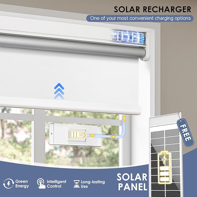 Motorized Roller Blinds with Remote Control & Solar Panel - Image 4