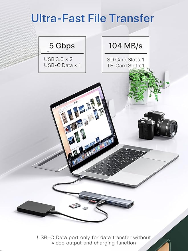 Dockteck 9-in-1 USB-C Hub: HDMI 4K@60Hz, 100W PD, 2x USB-A 5 Gbps, SD/TF Card - Image 5