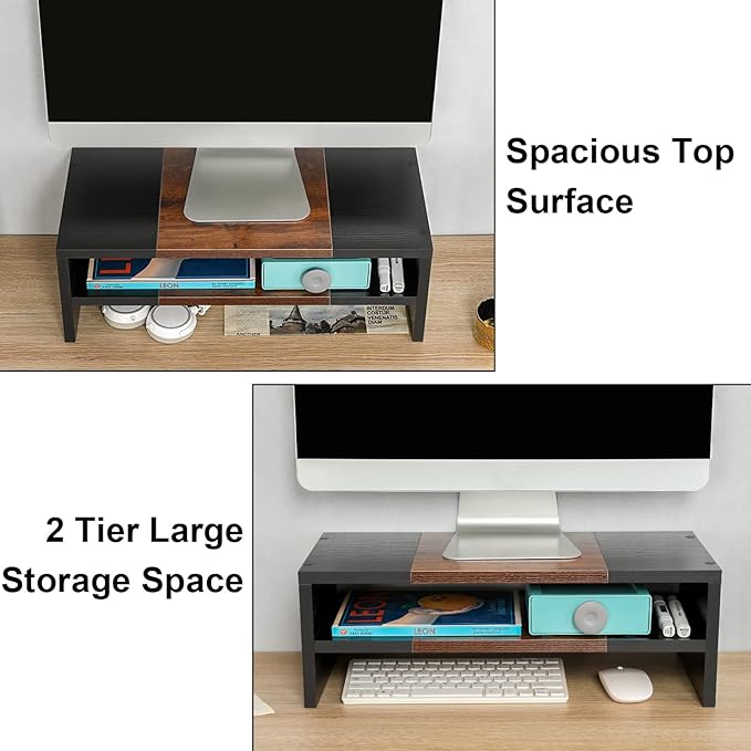 TEAMIX 2 Tiers Desktop Monitor Stand Riser 20 Inch Printer Stand - Image 3