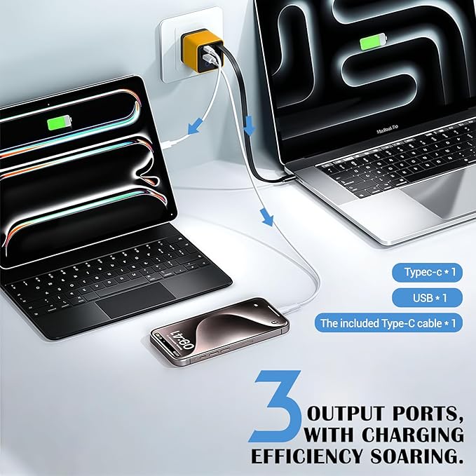 Tobre 3 in 1 GaN Charger, Scalable 80W Max Fast Charging Block - Image 7