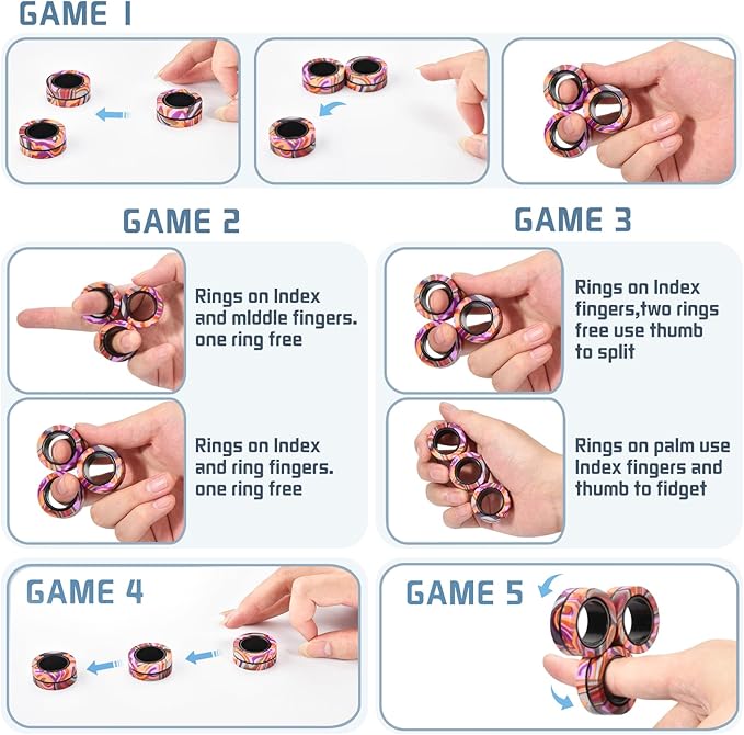 Halloween Magnetic Rings for Adults and Kids, Fidget Spinner Rings Toys for - Image 3
