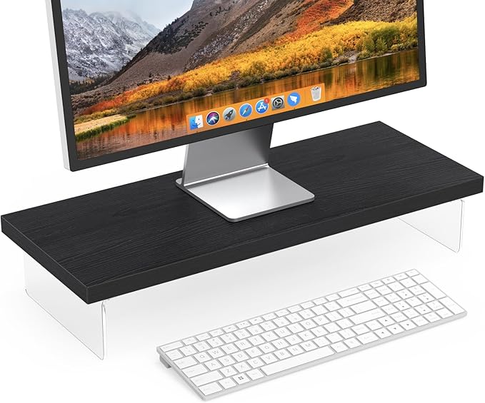 SSWOOD Monitor Stand Riser, Wood & Acrylic Computer Monitor Stand Desk Desktop by Unknown