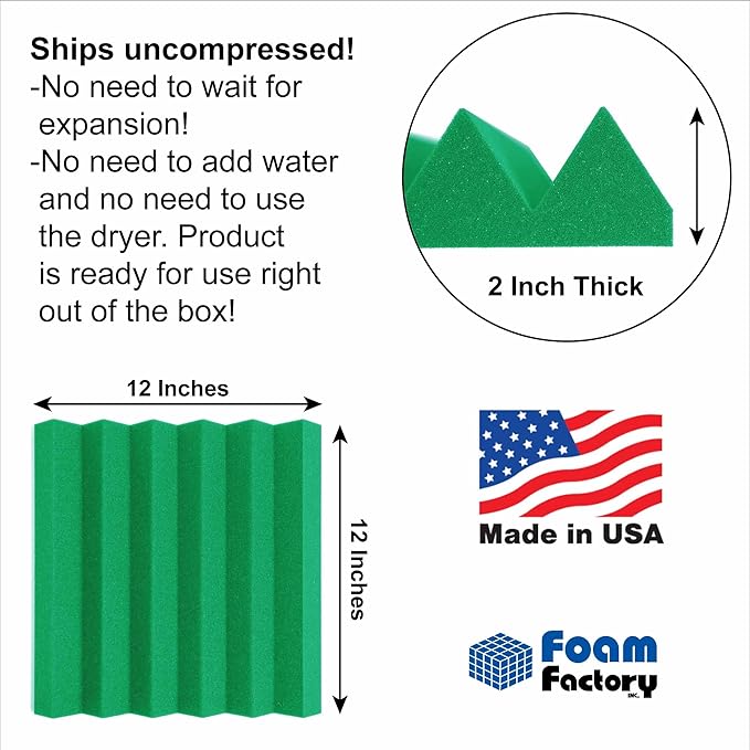 Foam Factory Inc 24 Pack Color Acoustic Foam Panel Studio Soundproofing Wedge - Image 2
