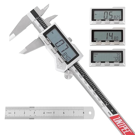 6" / 150 mm Stainless Steel Digital Caliper & Stainless Steel Rule Set by UNIPEC