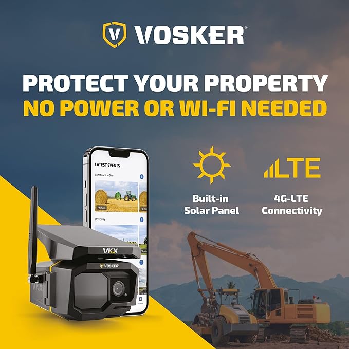 Vosker VKX Construction Pack Solar 4G LTE Security Camera, Wireless Outdoor - Image 5