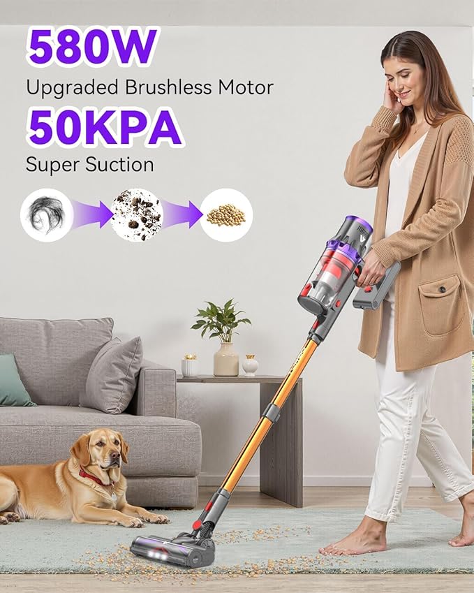 Coovy SU7 Cordless Vacuum Cleaner 580W 50Kpa 80 Minutes Runtime Stick Vacuum - Image 3