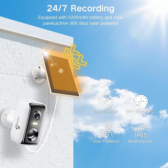Solar Security Cameras Wireless Outdoor, 2K Outside Security Wireless WiFi - Image 3