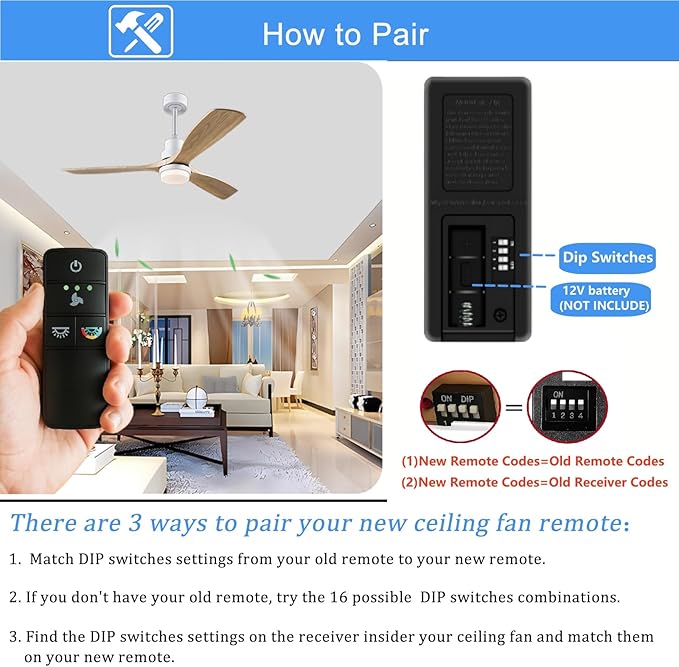 TX028C-S Ceiling Fan Remote Control Replacement - Image 4