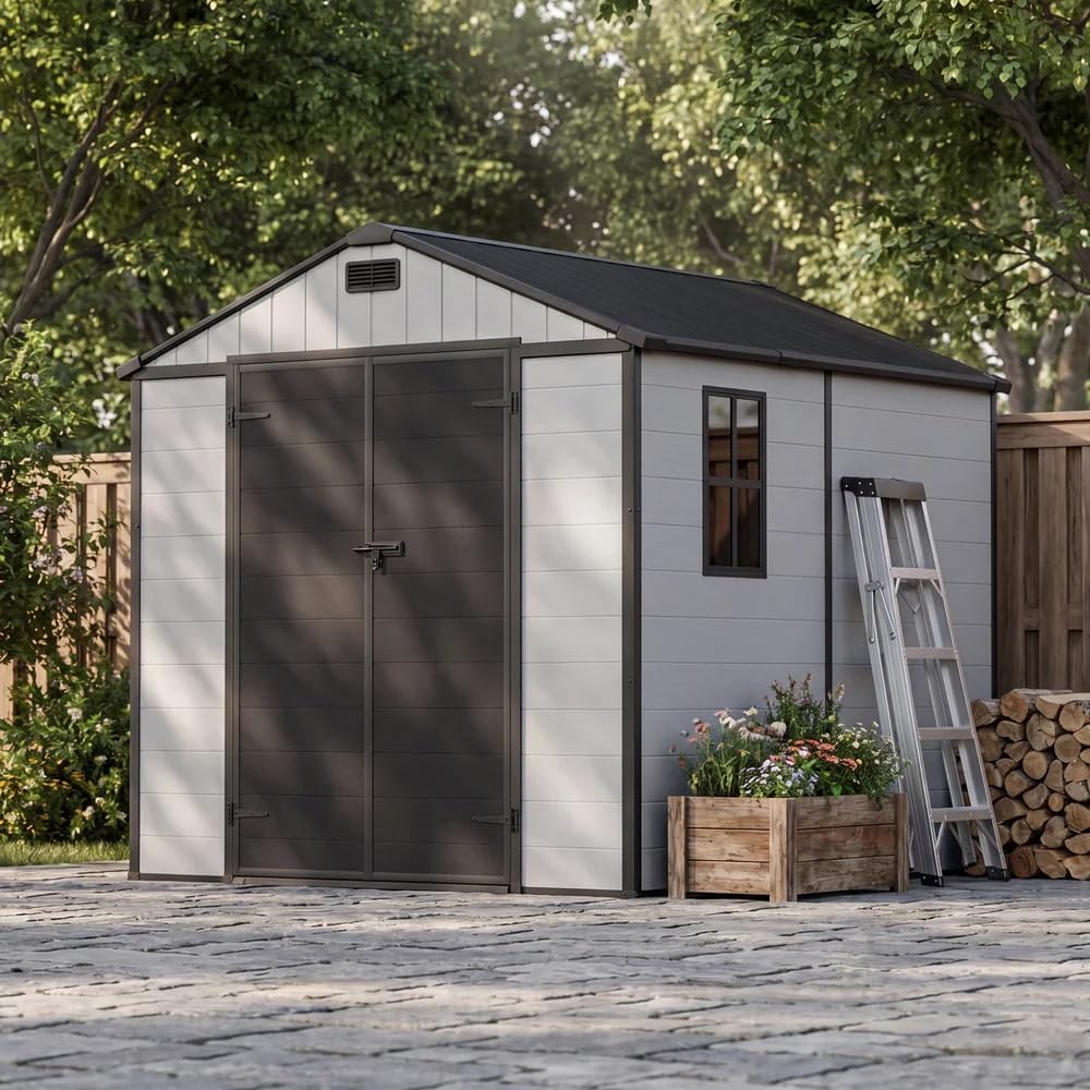patiowell 8x8 ft plastic outdoor storage shed with, main product view