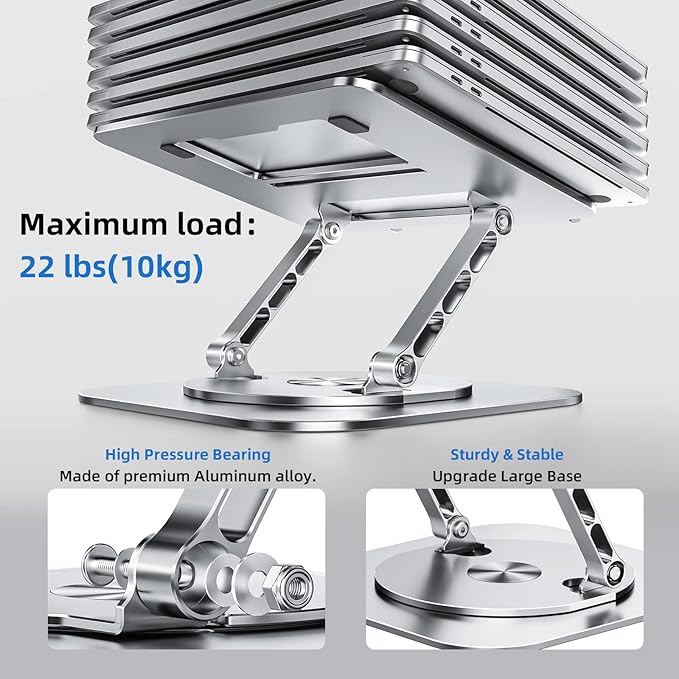 MCHOSE Laptop Stand with 360° Rotating Base, Foldable Adjustable Computer Holder - Image 4