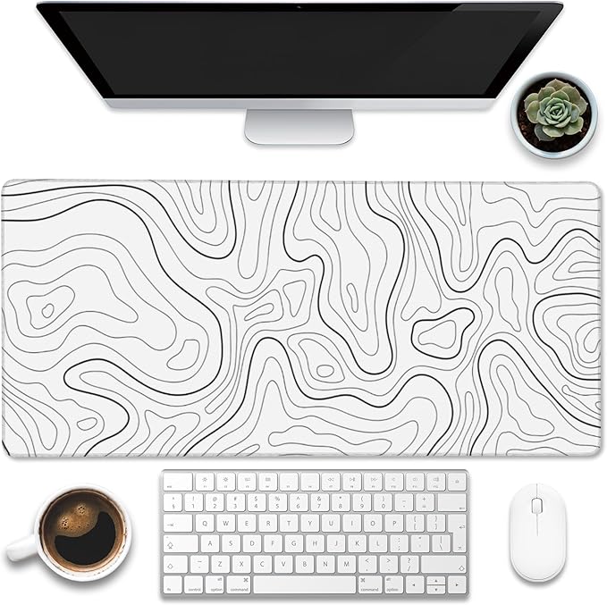 Eflxamz Desk Mat, Topographic Contour Large Gaming Mouse Pad by Eflxamz