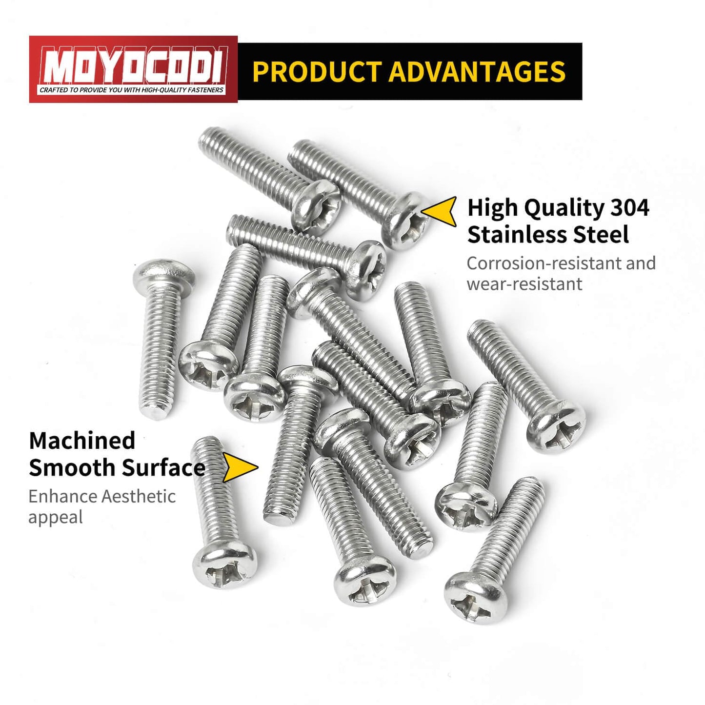 #4-40 x 1'' (50 Pack) Pan Head Machine Screws Phillips Drive Machine Screws, 304 Stainless Steel 18-8, Bright Finish, Fully Threaded,for Furniture Repairs and 3D Printer