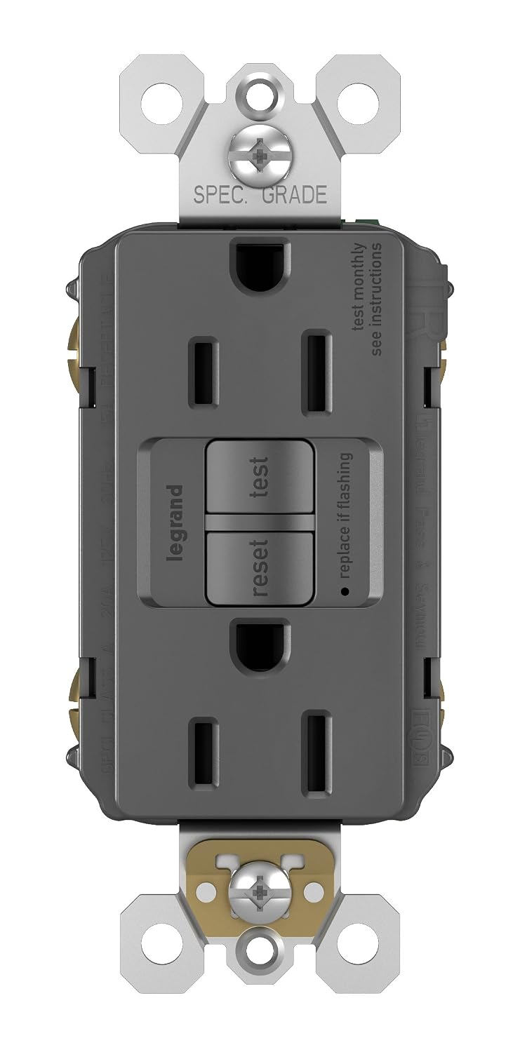 Legrand Radiant 1597TRUSBAAW 15 Amp GFCI Outlet with USB & Legrand Radiant 1597BKCCD12 15 Amp GFCI Duplex Outlet (1 Count Each)