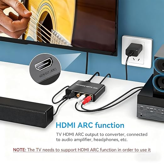 192KHz HDMI ARC to Optical Audio Adapter Analog RCA Audio Converter ARC Input - Image 2