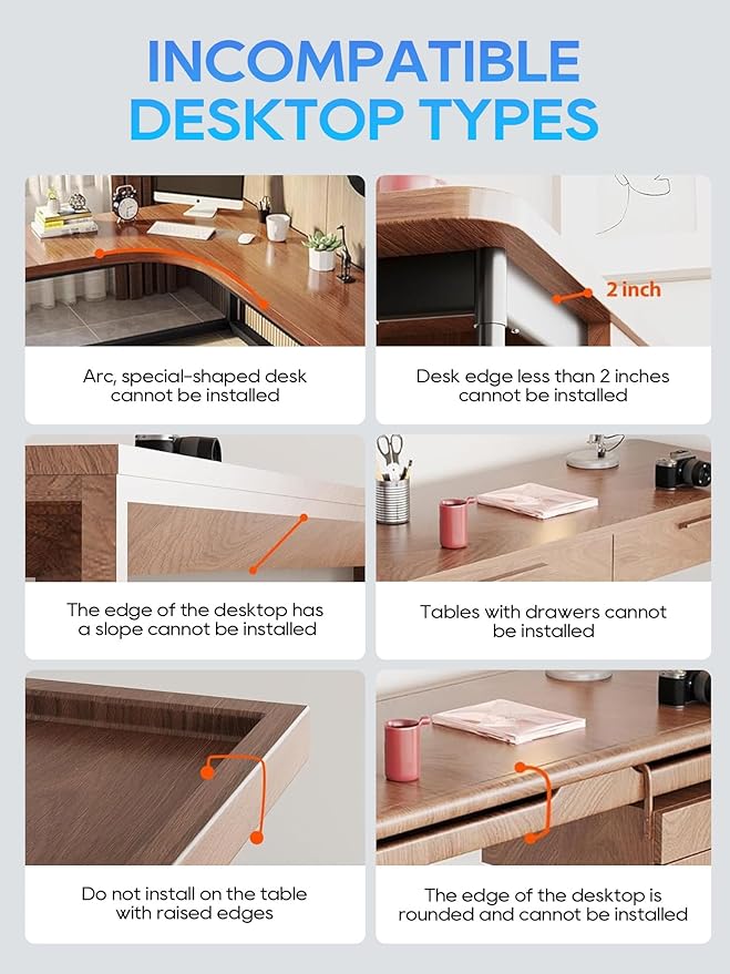 NODOCA No Drill Under Desk Cable Management Tray, Punch-Free Clamp on, Metal - Image 8