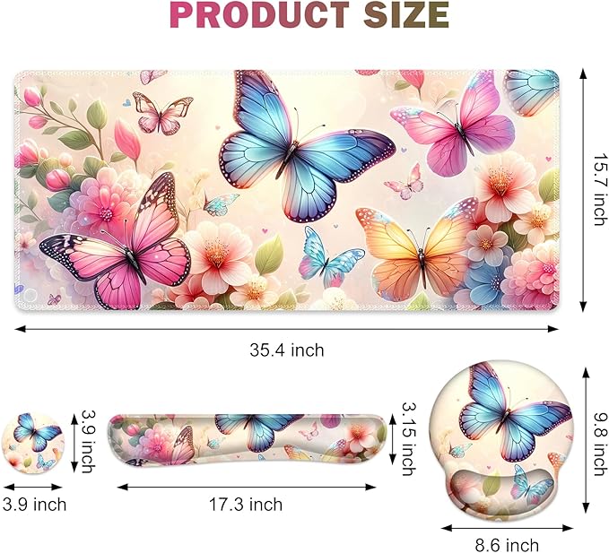 Gaming Mouse Pad, Large Desk Mat, Cute Desk Pad Protector, 4in1 XXL Mousepad + - Image 3